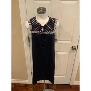 Boden Navy Blue Shift Dress W/ White Eyelet Embroidery, Size 8R